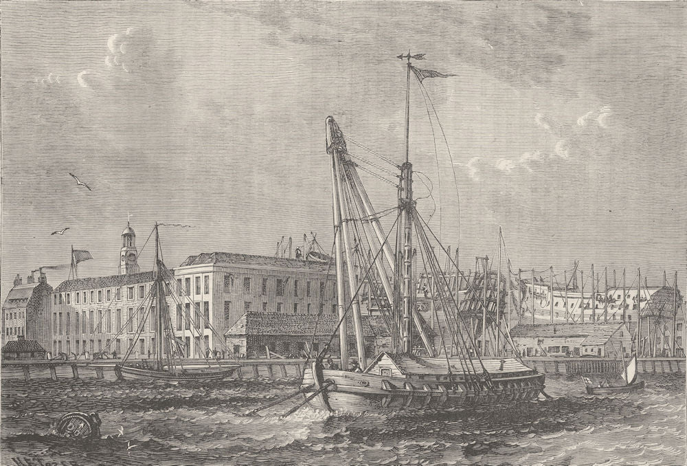 DEPTFORD. The Royal dockyard, Deptford, in 1810. London c1880 old print